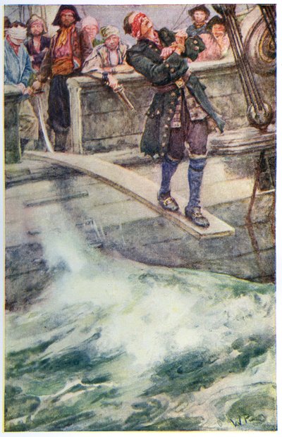 ロバート・ルイス・スティーブンソンの「バラントレーの巨匠」のイラスト「歩く板」 作： Walter Stanley Paget